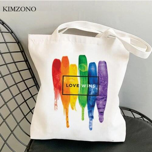 Lgbt shopping bag reusable canvas bolso shopping eco tote bag reciclaje jute string sac cabas sac toile