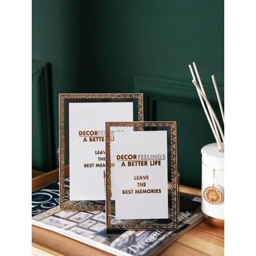 Metal photo frame Rectangular thin edges Desktop ornaments Home Decoration Light luxury jewelry Narrow white Memorial gift