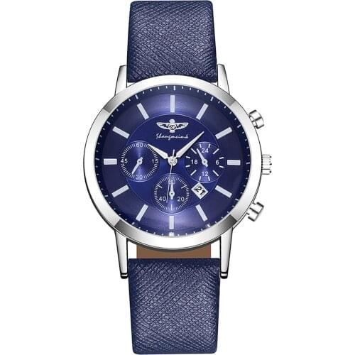 Fashion Sport Mens Multi-dial Watch Case Leather Band Quartz Analog Wrist Watch