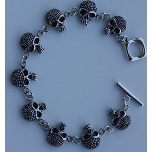Punk men jewelry cool skull link men/boys stainless steel chain bracelet bracelets bangles