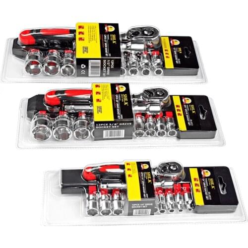 SHE.K 1/2 3/8 1/4 Ratchet Wrench Socket Set Torque Spanner For Car Bicycle Repair Quick Ratchet Wrench Combination Hand Tool Set