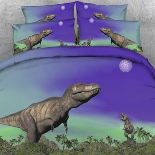 Royal Linen Source Brand 4 PCS PER SET New Dinosaur Land 3d HD digital bed set Children Blanket Cover Duvet cover Set