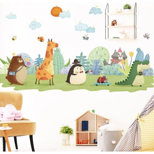 Home Kindergarten Nursery Wall Sticker Cartoon Animal Wall Stickers Bedroom Living Room Dormitory Decoration Kits