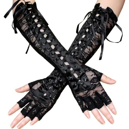 New Women Gloves Hollow Out Holes Sexy Punk Goth Ladies Disco Dance Costume Fingerless Mesh Fishnet Gloves 2pairs/4pcs