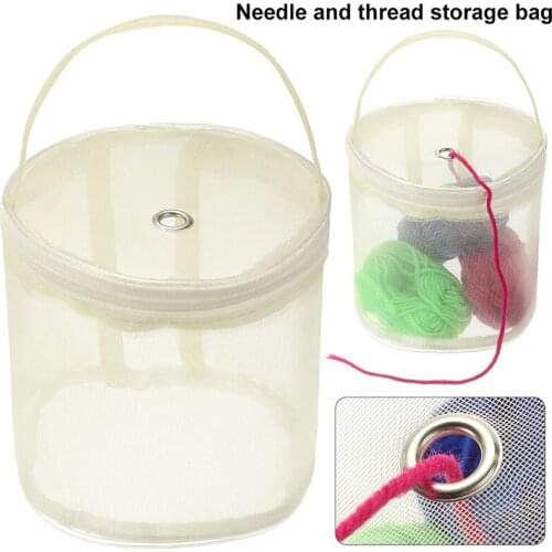 DIY Hand-Knitted Yarn Organizer Bag Sewing Thread Storage Case Zipper Closure Mesh Bag Sewing Accessories Yarn Mesh Bag