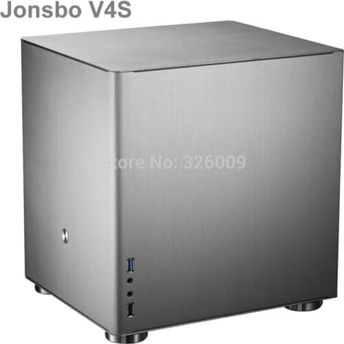 Original Jonsbo V4S V4 Silver HTPC case MATX with All Aluminum 1.5mm, 3.5'' HDD, USB3.0 5Gbps, PCI Slot