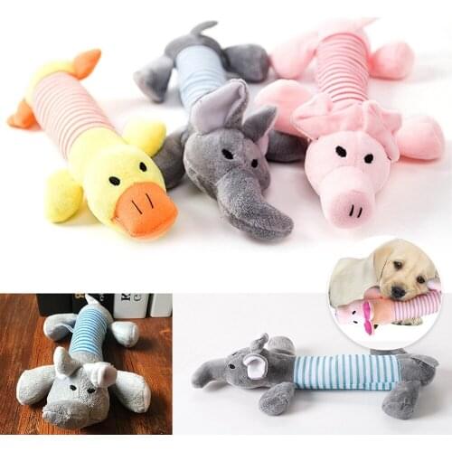 Squeak Chew Dog Toys Sound Dolls Dog Cat Fleece Pet Funny Plush Toys Elephant Duck Pig Fit for All Pets Durability
