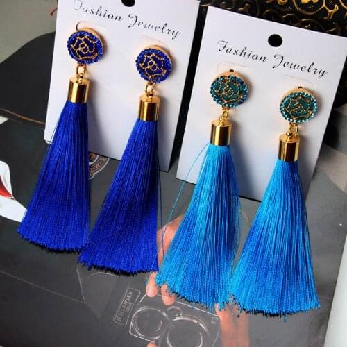 Tassel Earrings Boho Bohemian funny Long pink green black white blue red yellow Earrings for Women Orecchini Oorbellen Kolczyki