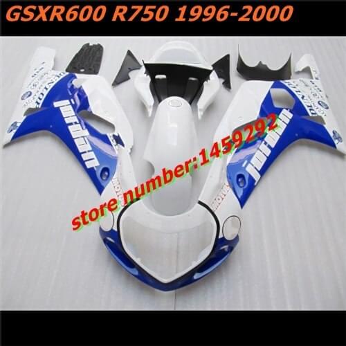 Blue white For A GSX R600 R750 SRAD GSXR 600 750 1996 1997 1998 1999 2000 M99 Factory blue 96 97 98 99 00 Fairing Ning
