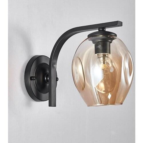 Modern led wall lights bedside wall lamp wall sconce black bedroom glass shade lights for home decoration 110V-220v wall lamp