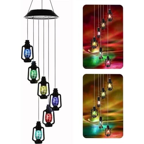 Color Changing Solar Wind Chime Wind Mobile Light Spiral Spinner Wind Chime Waterproof Outdoor Solar Light For Garden Patio Yard