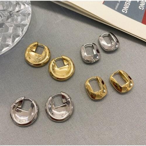 WTLTC Industrial Style Geometric Shaped Hoop Earrings Femme Steampunk Metal Square Ear Earrings Simple Statement Small Hoops