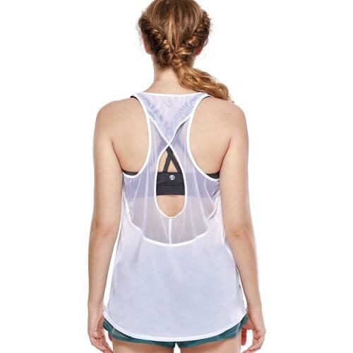 Womens Lightweight Open Back Activewear Tank Racerback Workout Loose fit Tops