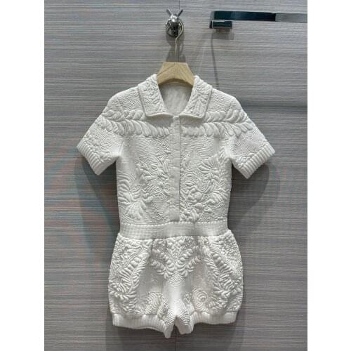 High 2021 Summer Quality Women Knitted Jumpsuits Female Luxury Rompers Bobysuits Playsuits 2 Color Tclai 3.24