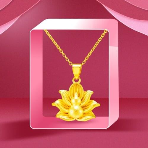 24K Gold Plated Necklaces for Women Letter Lotus Calabash Pendant Necklaces Party Birthday Anniversary Necklaces New Jewelry