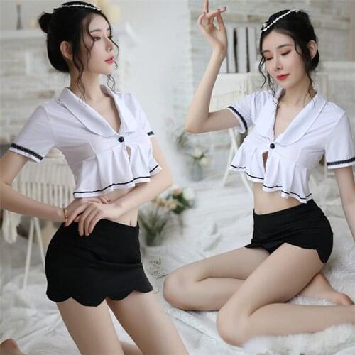 Women sexy transparent appeal underwear junior uniform temptation school uniform sailor dress passion suit academic wind