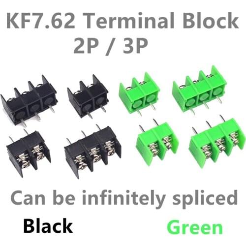 10Pcs/lot KF7.62 Barrier Terminal Block 2Pin 3Pin 7.62mm Pitch 300V 20A PCB Pluggable Straight-Pin Terminal Block Connectors