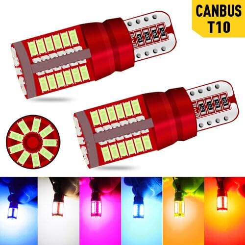 2pcs T10 W5W Car LED Bulb Canbus 194 168 Led Car Interior Lights Reading Dome Golve Box Auto Lamps White Orange Red Icebule 12V