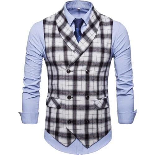 2018 Autumn and winter new mens casual plaid green fruit collar vest sleeveless shirt mens clothing Large size M-4XL