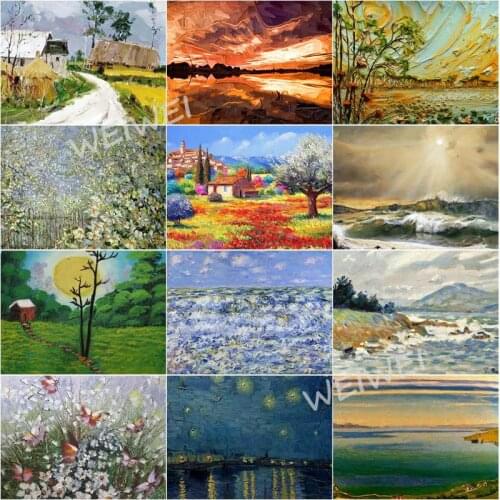 Full Square Round Drill Diy Diamond Painting Van Gogh Flower Butterfly Grass House Countryside Scenery Embroidery Cross Stitch