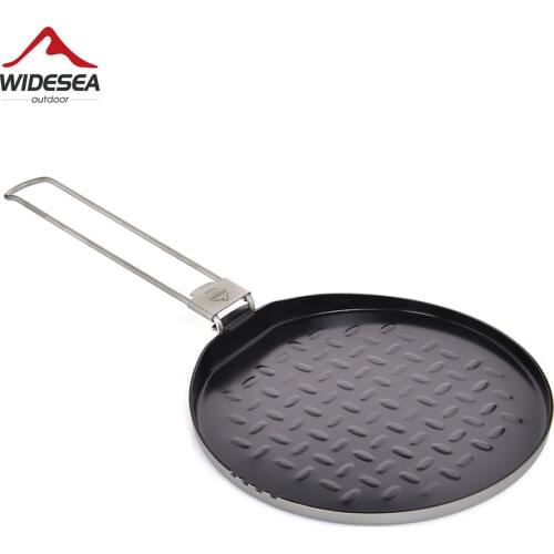 Widesea Titanium Nonstick Frying Pan Pot Bowl Camping Ultra-light Plate Tableware Cooking Utensils Bbq Picnic Cookware