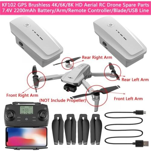 KF102 GPS Brushless 4K/6K/8K HD Aerial RC Drone Spare Parts 7.4V 2200mAh 25Min Battery/Remote Controller/Propeller/Arm/USB Cable