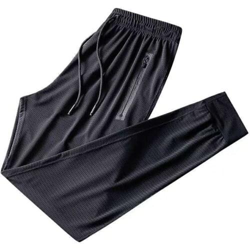 Summer Men hole Breathable pants large size 8XL 9XL 10XL elasticity sports pants out door zipper loose fat pants 150KG cool 60