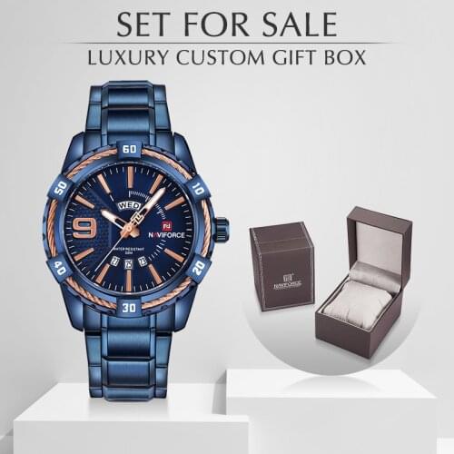 NAVIFORCE Fashion Casual Watch Men Waterproof Quartz Military Sport Watches Man Clock With Box Set For Sale Relogio Masculino