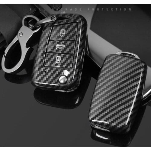 1PCS Carbon Fiber ABS Car Key Case For VW Volkswagen Polo Golf 4 5 6 7 T5 Passat B6 B5 Skoda Octavia A5 A7 Seat Leon Ibiza Ateca