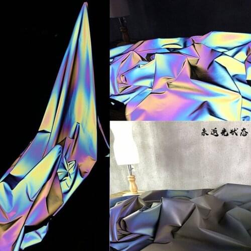 Four sides elastic colorful reflective fabric laser magic color thickened warning designer creative fabric materials