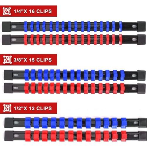 ABS Socket Organizer Drive Socket Holder, 1/4 inch Drive x 32 Clips, 3/8 inch Drive x 30 Clips, 1/2 inch Drive x 24 Clips,6 Piec
