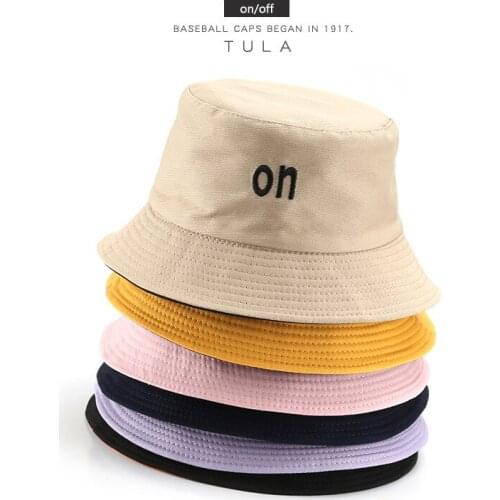 Cotton Letters Embroidery Sun Outdoor Sports Sun Protection Sun-Proof Basin Hat Bucket Hat