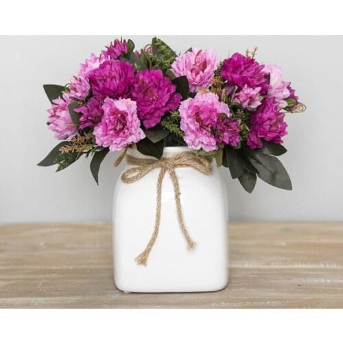 Artificial peony 5 Heads Silk Flowers Bouquet For Home Wedding Decoration Living Room Table Decorative Fake Flower 1pcs