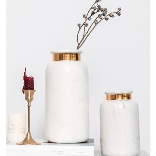 Ceramic Nordic Art Vase Marble Pattern Flower Vase Water Planting Container Home Office Decor