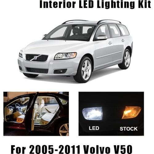 16pcs White Error Free LED Interior Light Bulbs Kit Fit For 2005-2008 2009 2010 2011 Volvo V50 Map Cargo Door License Lamp