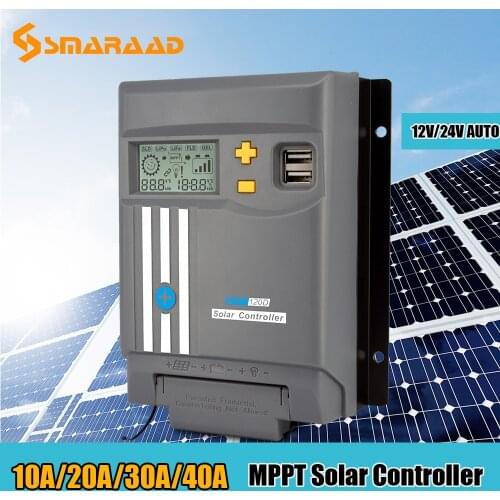 Solar Charge Controller Solar Panel MPPT LCD Display 10A 20A 30A 40A With WIFI 12V/24V Battery Regulator Dual USB Monitor