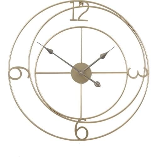 Wrought Iron Gold Creative Simple Digital Wall Clock European Art Deco Clock