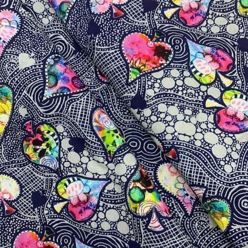 Beautiful 100% Cotton Fabric Colour Bottom Poker Spades Pattern Digital Print Sewing Material DIY Home Patchwork Dress Clothing