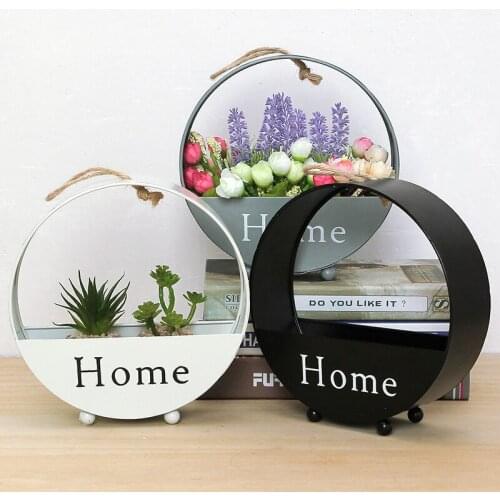 Creative Wrought Iron Flower Basket Simulation Plant Flower Plug Pot Living Room Wall Fake Flower Storage