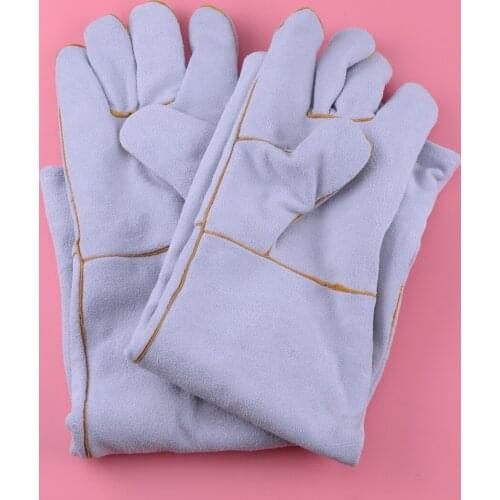 LETAOSK 1 Pair Grey Long Cuff Split Cowhide Comfort-Lined Tig MIG Stick Welding Worker Gloves