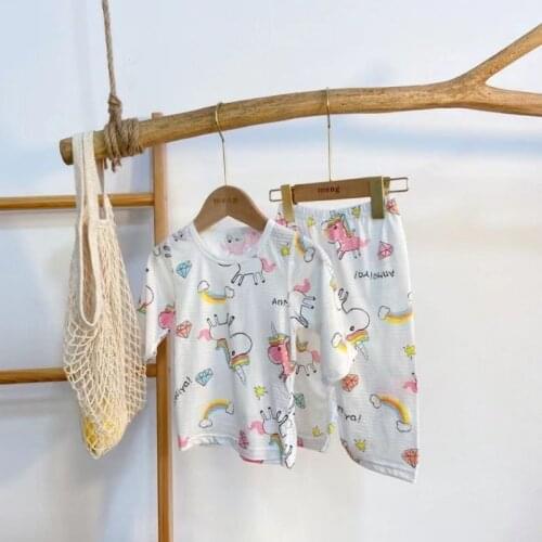 Summer Rainbow Horse Boneless Three-Quarter Sleeve Suits Cute Rabbit Pajamas Thin Air Conditioning Suit