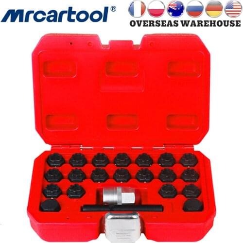 MR CARTOOL 22Pcs Car Wheel Locking Nut Removal Tool Set For Audi Locking Keys TypeA -X Anti-Theft Wheel Lock Nut tool
