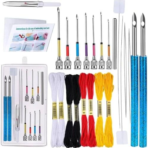 KAOBUY 24 Pcs Punch Needle Embroidery Kits And Embroidery Thread With Instructions For Embroidery Cross Stitching Beginners
