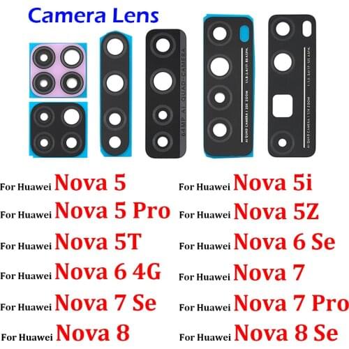 Back Rear Camera Glass Lens For Huawei Nova 3 3i 4 4e 5i 5 7 Pro 5T 5Z 6 4G 6 7 Se Replacement Parts With Tape