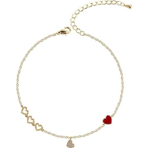 Charming Red Heart Bracelets & Bangles For Women Girls Gold Color Metal Bracelets Hot Sale Statement Jewelry Wholesale