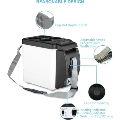 Mini Portable Compact Personal Fridge, Cools & Heats, 6 Liter Capacity, Chills 9 12oz cans, 100% Freon-Free & Eco Friendly