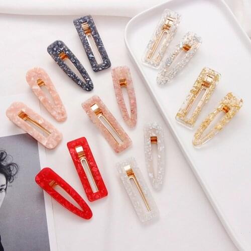 1PC New Women Girls Acrylic Hollow Waterdrop Rectangle Hair Clips Tin Foil Sequins Hairpins Barrettes Headbands Hair Accessories