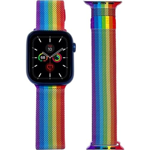Band Strap Compatible with Apple Watch Strap Band 38mm 40mm 42mm 44mm, Magnetic Stainless Steel Milanese Mesh Loop Adjustable