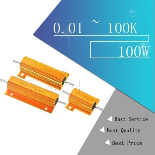 100W Aluminum Power Metal Shell Case Wirewound Resistor 0.01 ~ 100K 0.05 0.1 0.5 1 2 4 6 8 10 20 100 150 200 300 500 1K 10K ohm