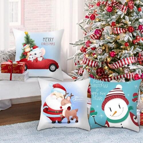 Christmas Cushion Cover Merry Christmas Decorations for Home Christmas Ornament Navidad Noel Gifts Xmas Happy New Year 2021